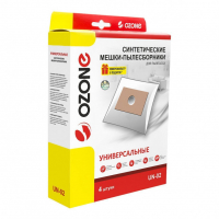 Универсальные мешки-пылесборники, фланец 120х190, D отверстия 50 мм, 4 шт + микрофильтр, Ozone, UN-02NZ
